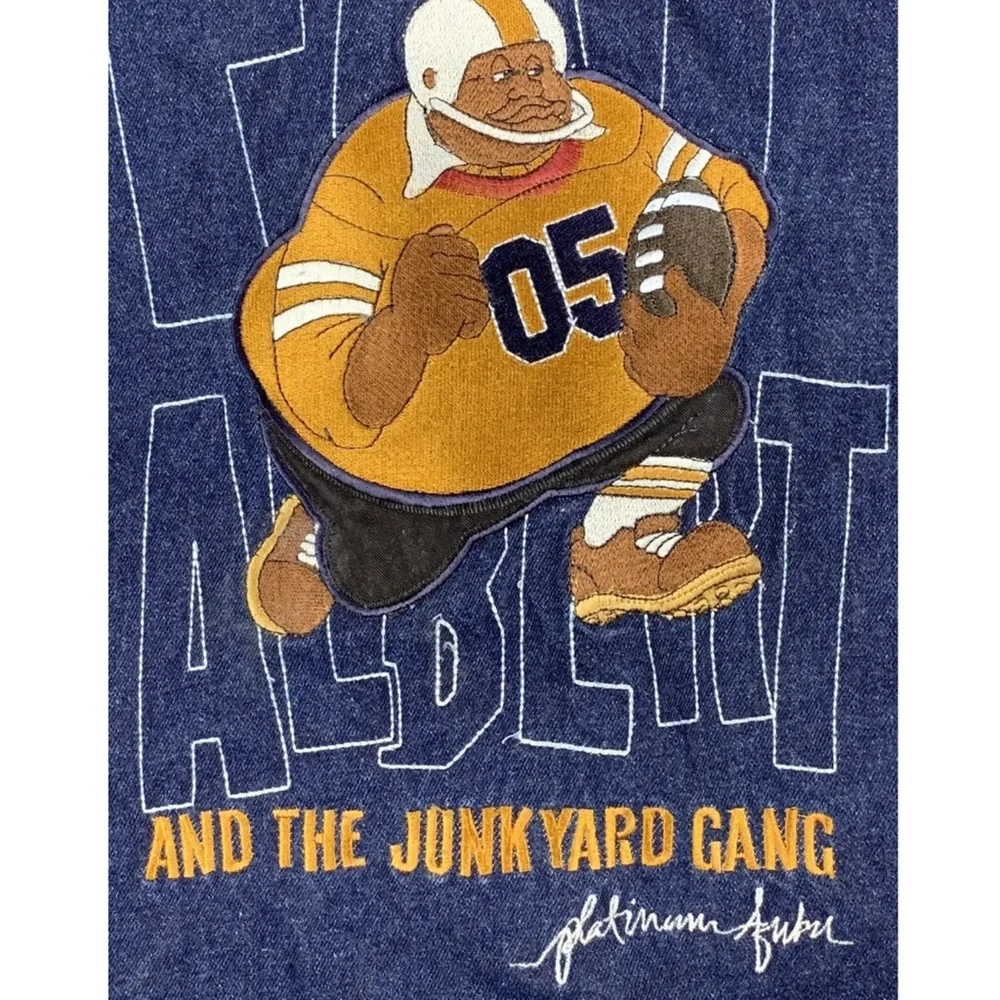 Vtg Platinum FUBU Fat Albert Junkyard Gang Dark Blue Denim Jacket Mens XL - Picture 5 of 5